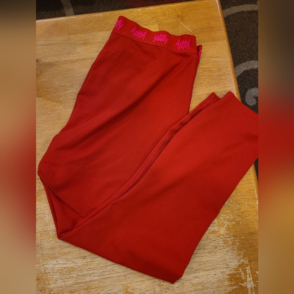 Red Leggings with Pink Waistband
